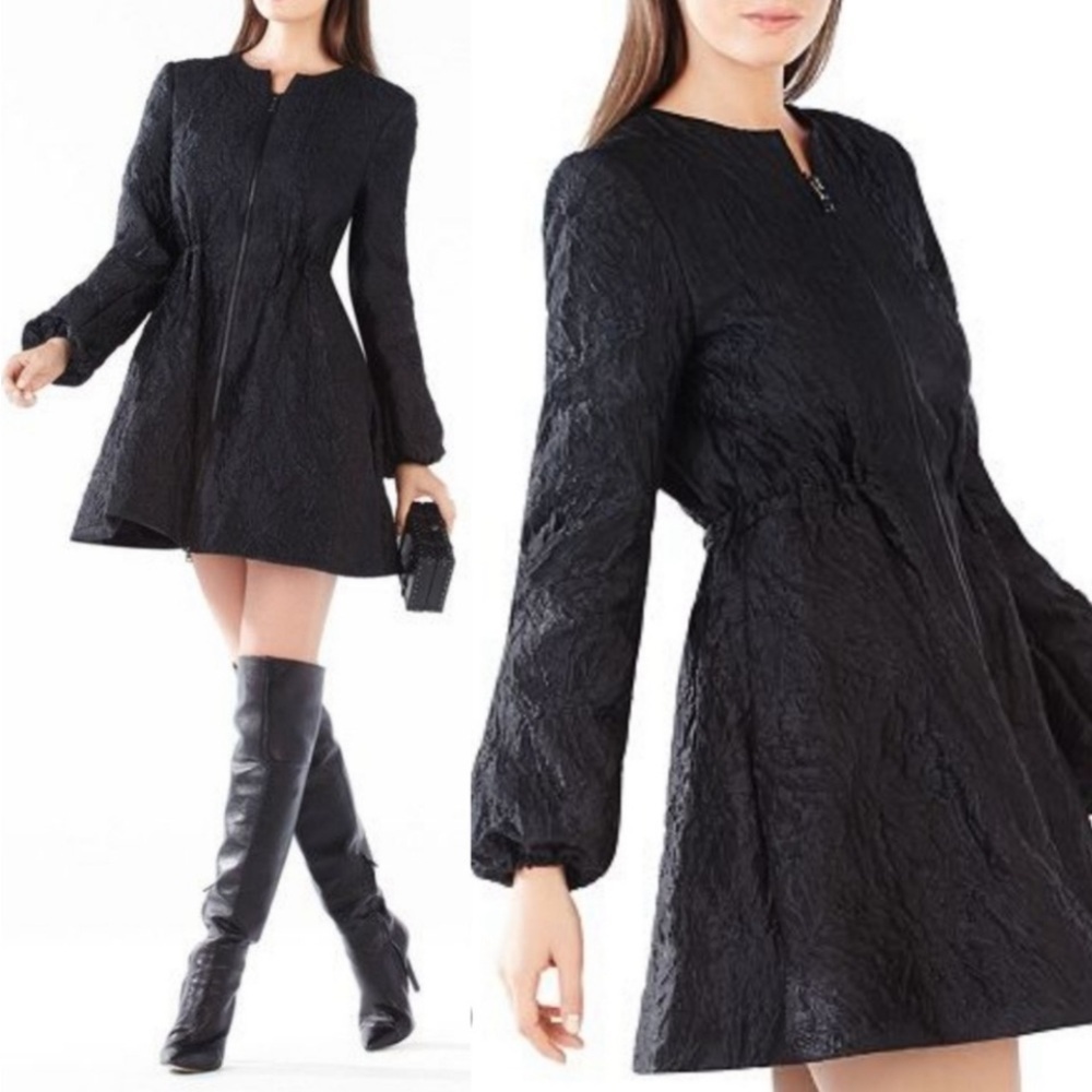 BCBG Maxazria Alcott floral jacquard textured black jacket coat size Small S